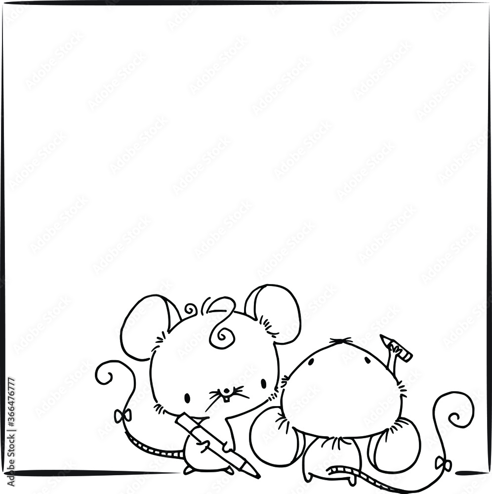 vector cartoon Mouse with border vector cartoon Mouse with border