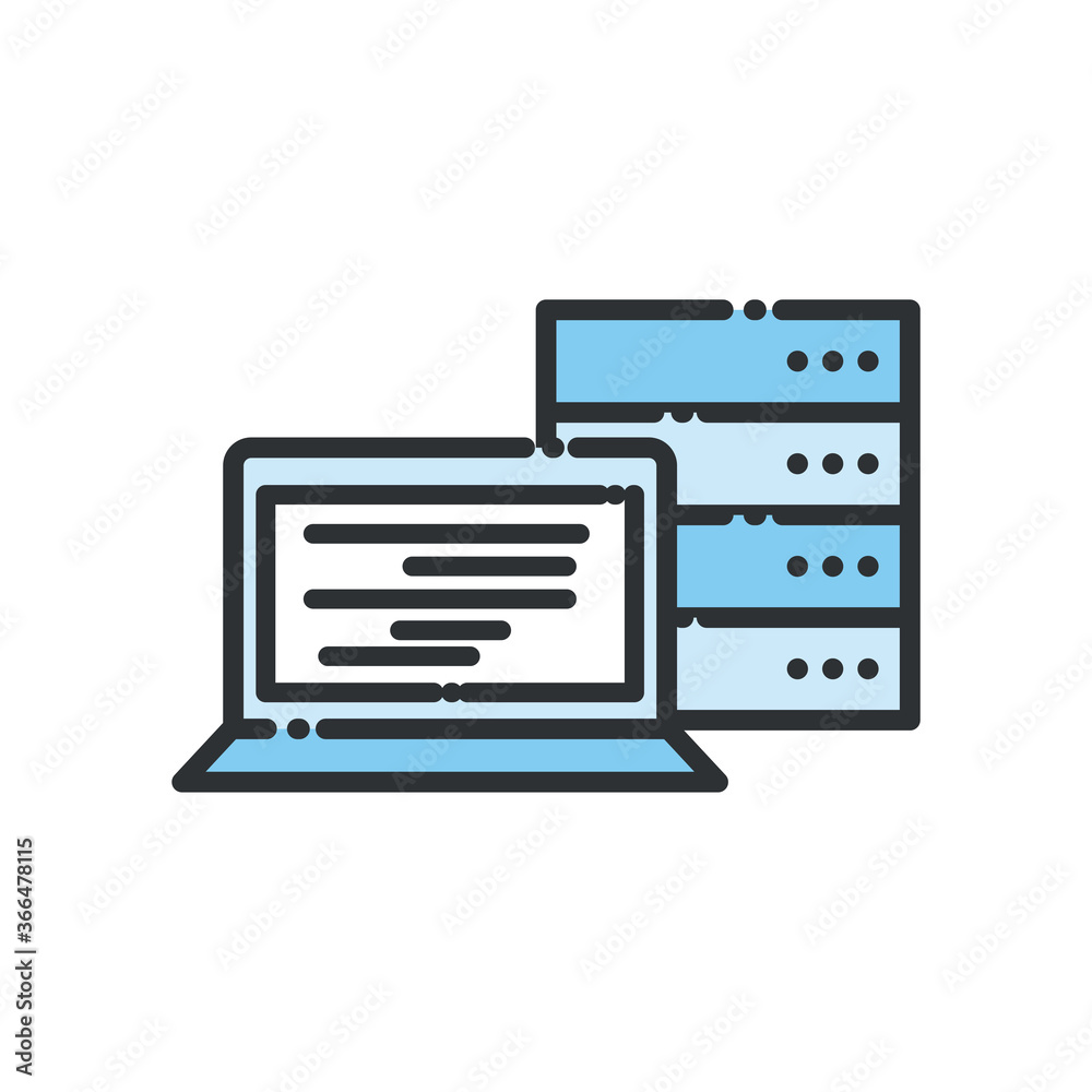 Laptop and web hosting line and fill style icon vector design Laptop and web hosting line and fill style icon vector design