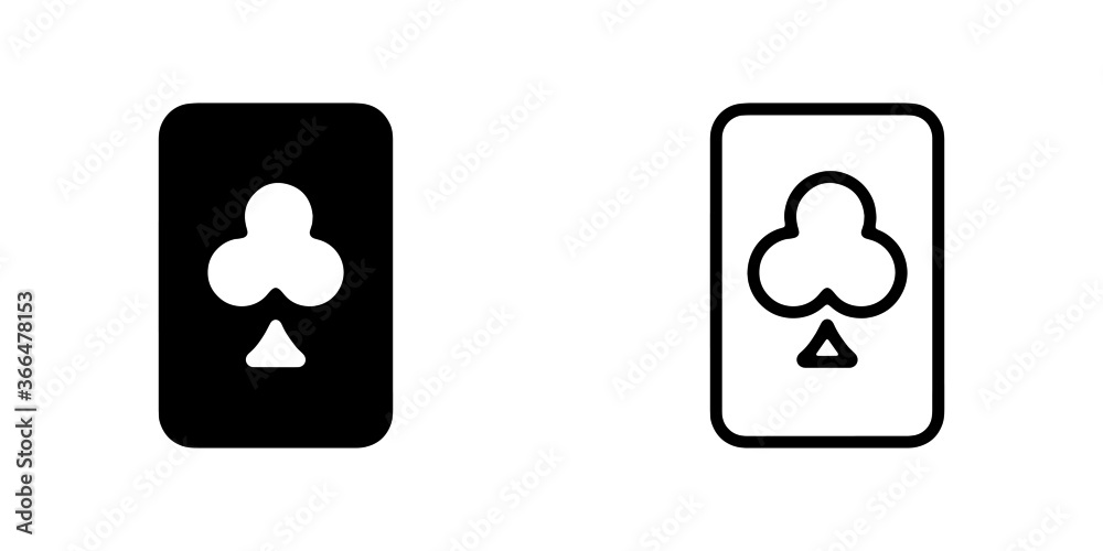 Set Of vector illusion icon of Club Cards Set Of vector illusion icon of Club Cards