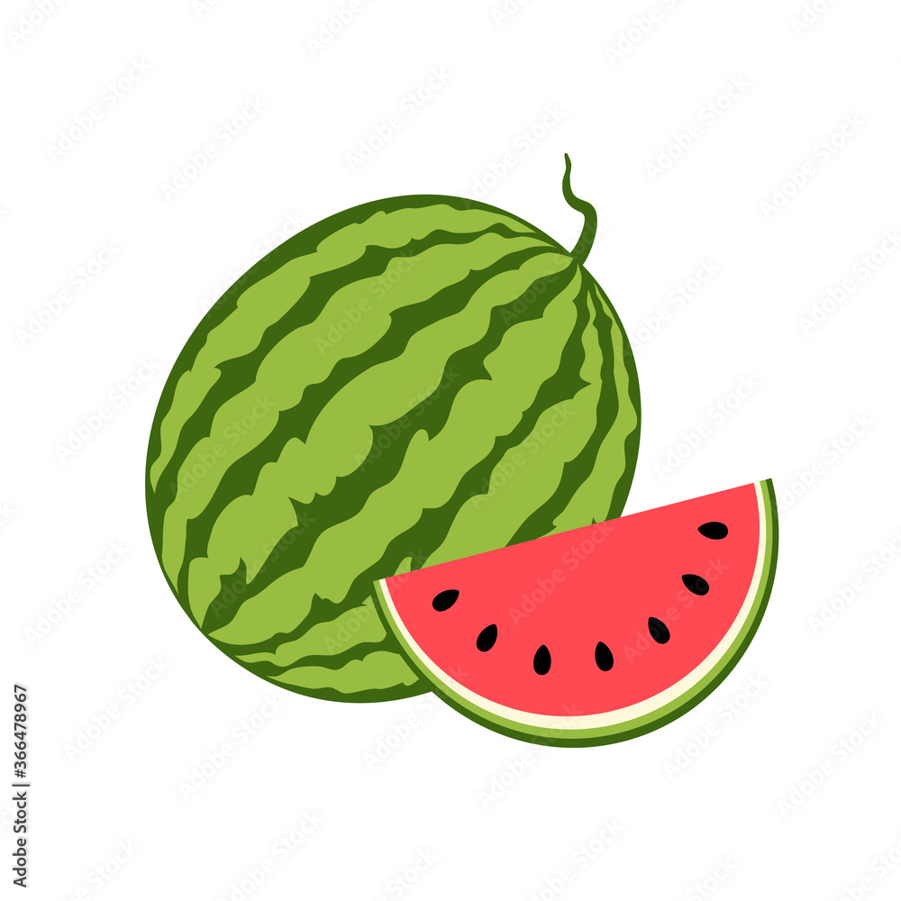 Juicy watermelon slice. Summer fruit. Vector illustration Juicy watermelon slice. Summer fruit. Vector illustration