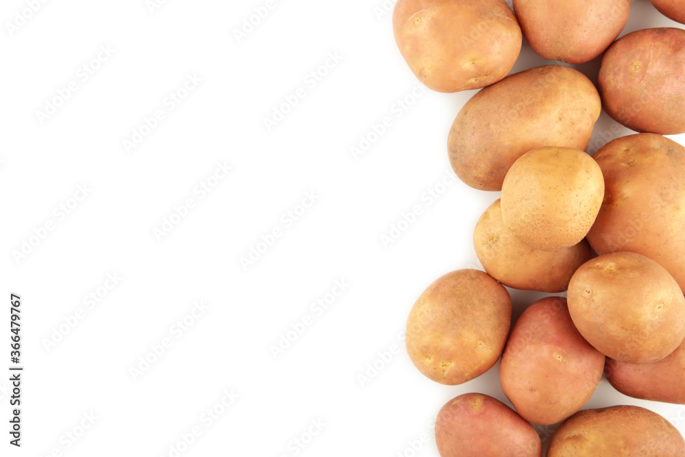 Potatoes isolated on white background, top view Potatoes isolated on white background, top view