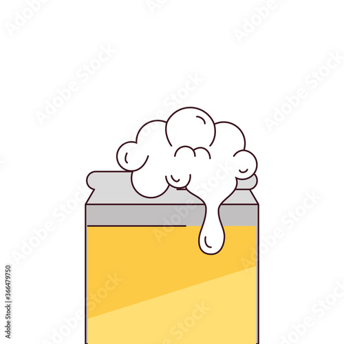 beer can with froth on white background