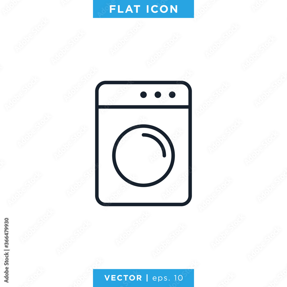 Washing Machine Icon Vector Design Template. Editable Stroke. Washing Machine Icon Vector Design Template. Editable Stroke.