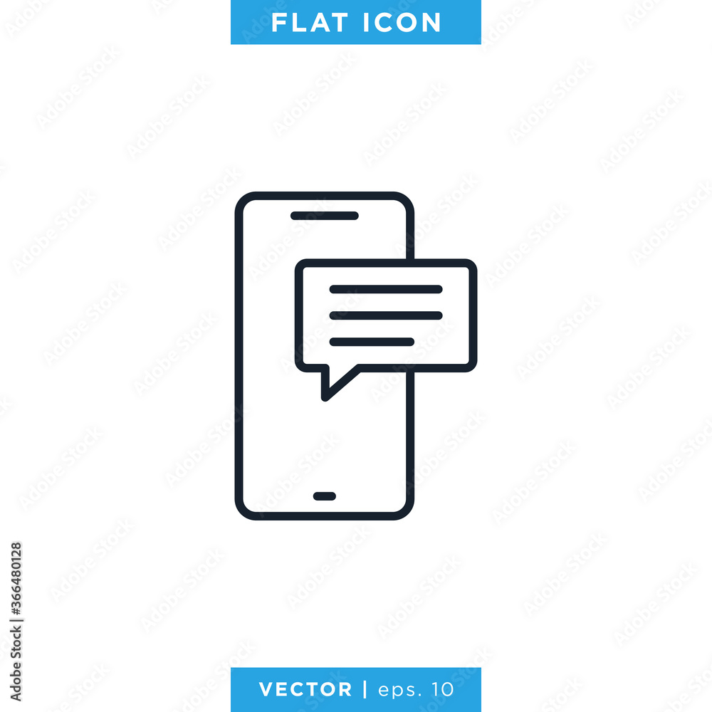 Mobile Phone Chat Message Icon Vector Design Template. Editable Stroke. Mobile Phone Chat Message Icon Vector Design Template. Editable Stroke.