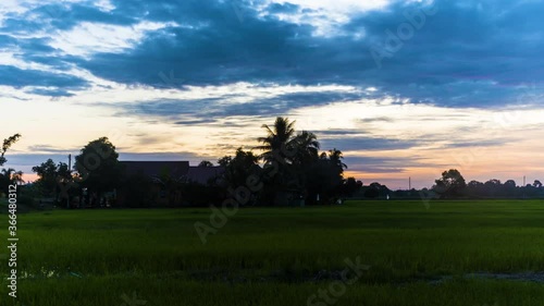 Time Lapse : House At Paddy Field Of Kedah,Malaysia From Day To Night.HD