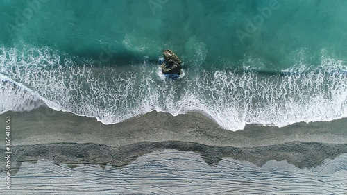 Sand Beach of Dong’ao Bay Aerial View - Clean beach and blue seawater, birds eye view use the drone, shot in Suao Township, Yilan, Taiwan. photo