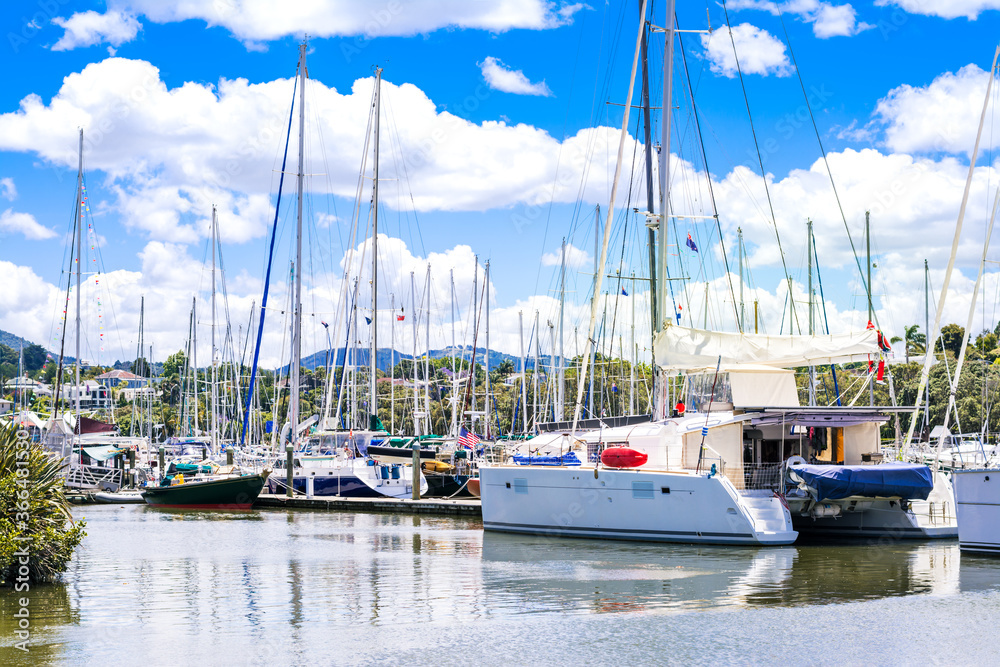 Fototapeta premium Yachts and boats in marina of Whangarei,