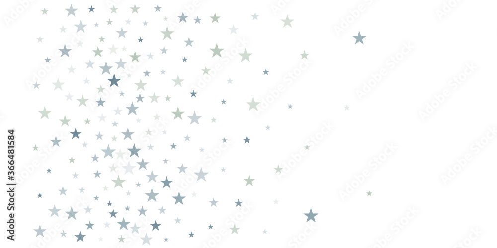 silver stars background, sparkling christmas lights confetti falling isolated on white. magic shining Flying stars glitter cosmic backdrop, sparkle vector border