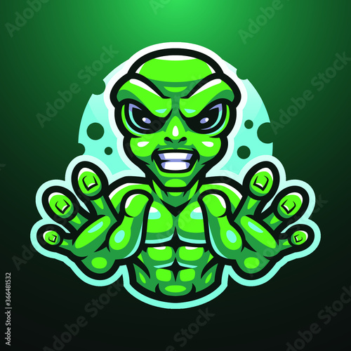 Alien esport mascot logo design