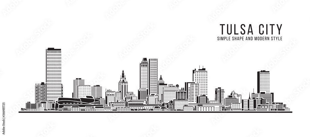 Cityscape Building Abstract Simple shape and modern style art Vector design - Tulsa city