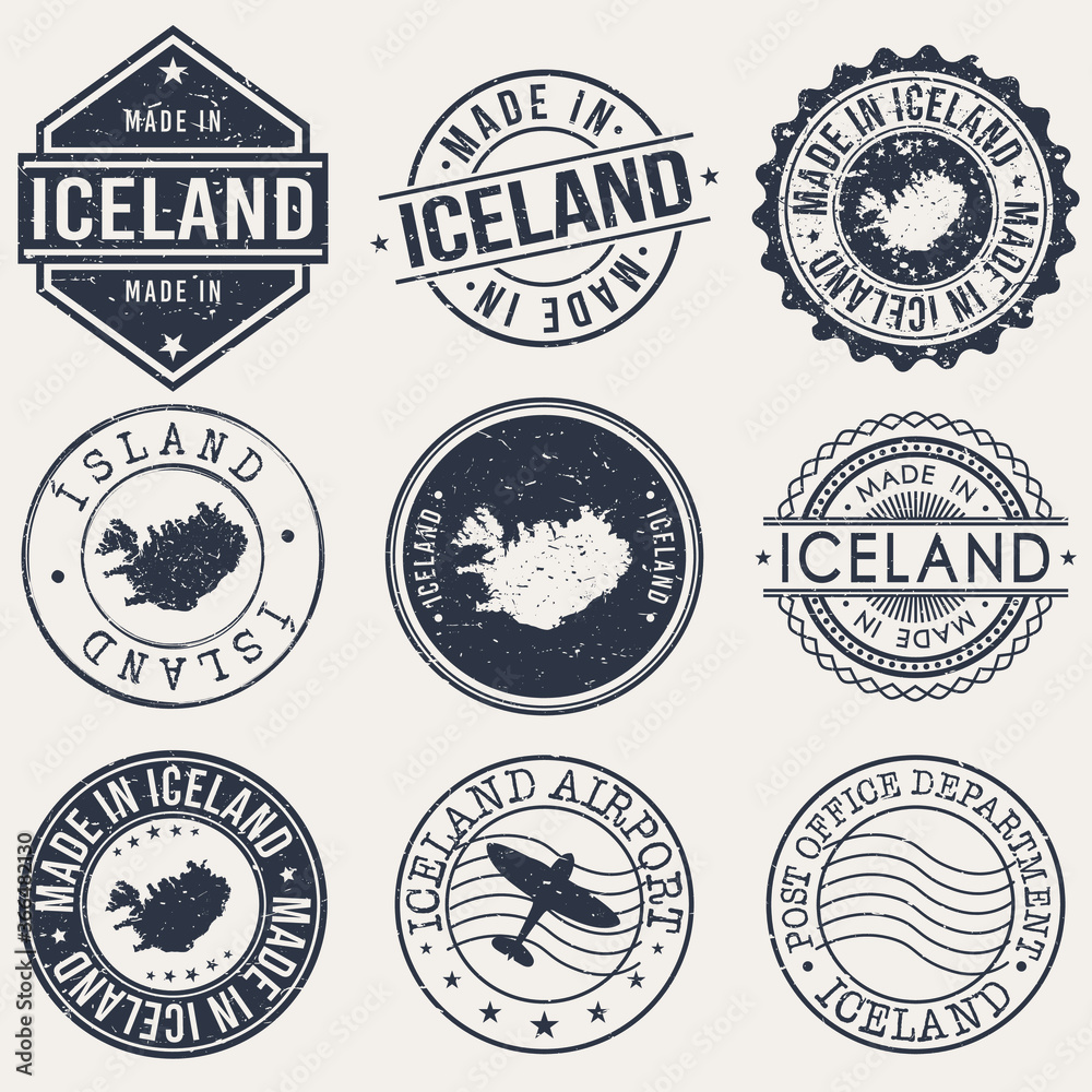 Iceland Travel Stamp Made In Product Stamp Logo Icon Symbol Design Insignia.