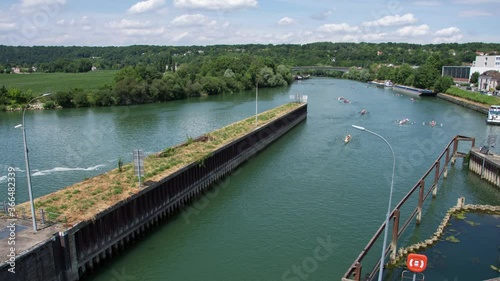 Wallpaper Mural Timelapse of rowing boats leaving the Champagne lock at Champagne Sur Seine Torontodigital.ca