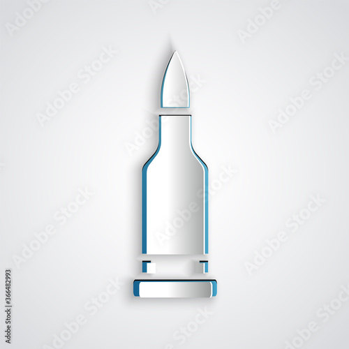 Paper cut Bullet icon isolated on grey background. Paper art style. Vector.