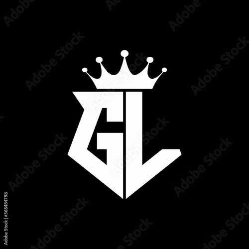 gl logo monogram shield shape with crown design template