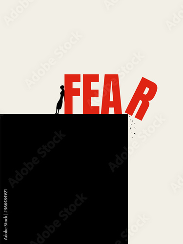 Woman fights fear of violence, discrimination, gender inequality vector concept. Stop attack on women.