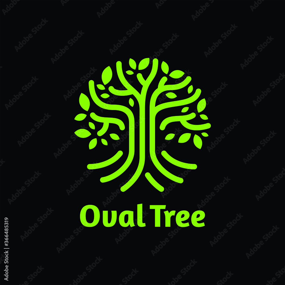 Tree Circle eco logo line art. design vector nature graphic minimalist ...