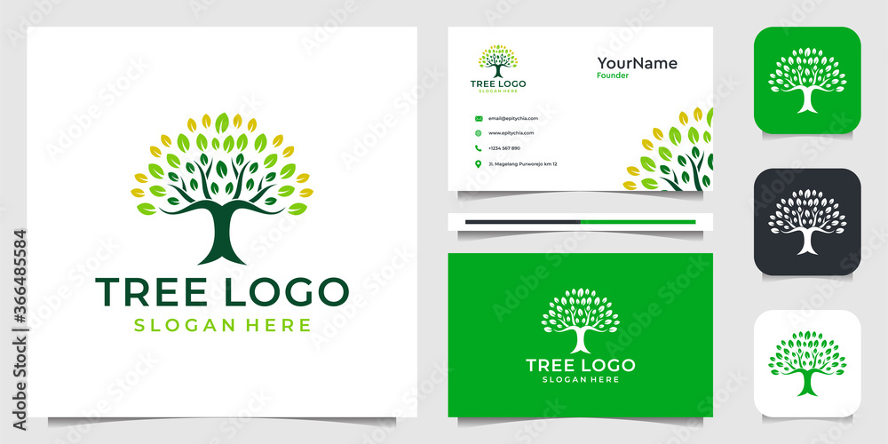 Tree leaf logo in modern style. Suit for decoration, beauty, spa, brand, advertising, nature, health, and business card