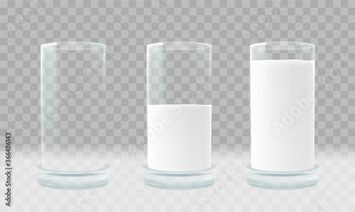 Empty and full Glass of milk