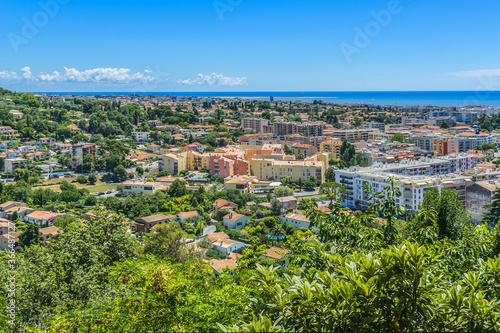 View of picturesque valley in Cote dAzur from Cagnes-sur-Mer. Cagnes-sur-Mer (between Nice and Cannes) - commune of Alpes-Maritimes department in Provence Alpes - Cote d'Azur region, France. Europe. © dbrnjhrj