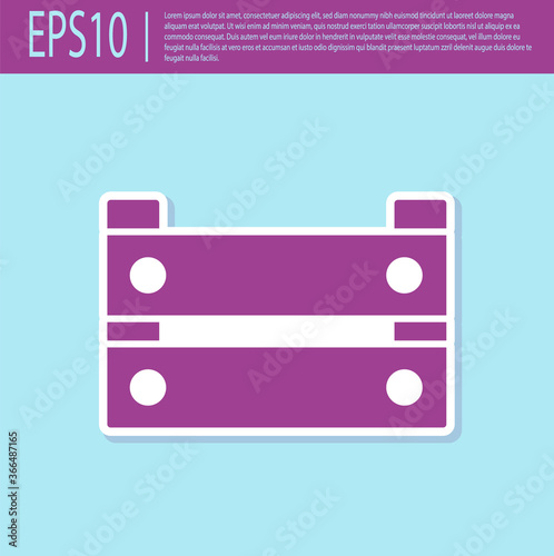 Retro purple Wooden box icon isolated on turquoise background. Grocery basket, storehouse crate. Empty wooden container for vegetables, products. Vector.