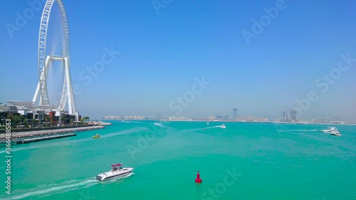 Panorama of  Ain Dubai Ferris wheel and JBR Marina beach, Dubai, UAE photo