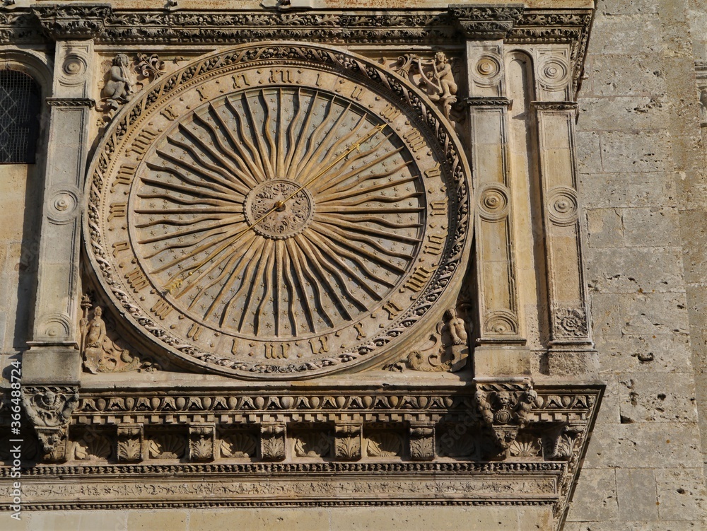 Clock on Chartres cathedral, Chatres, France.