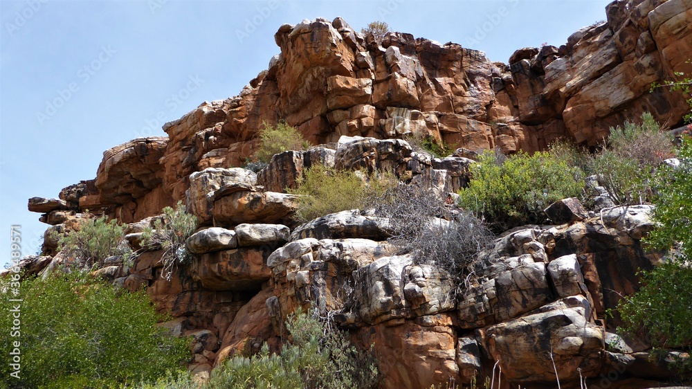 Karoo Landscape with Rocky Cliffs and Shrubs