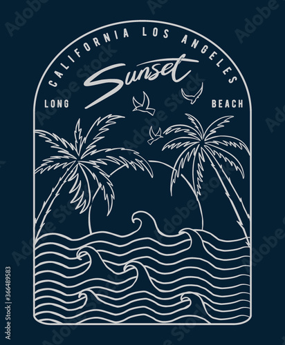 California, Los Angeles beach vector illustration for t-shirt print and other uses