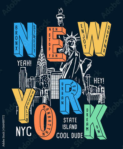 New york theme vectors for t-shirt prints and other uses