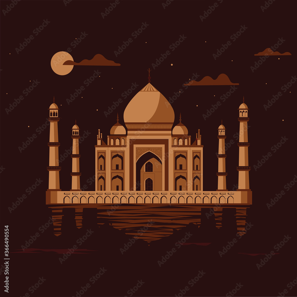 India's most famous landmark - Taj Mahal Stock Vector | Adobe Stock