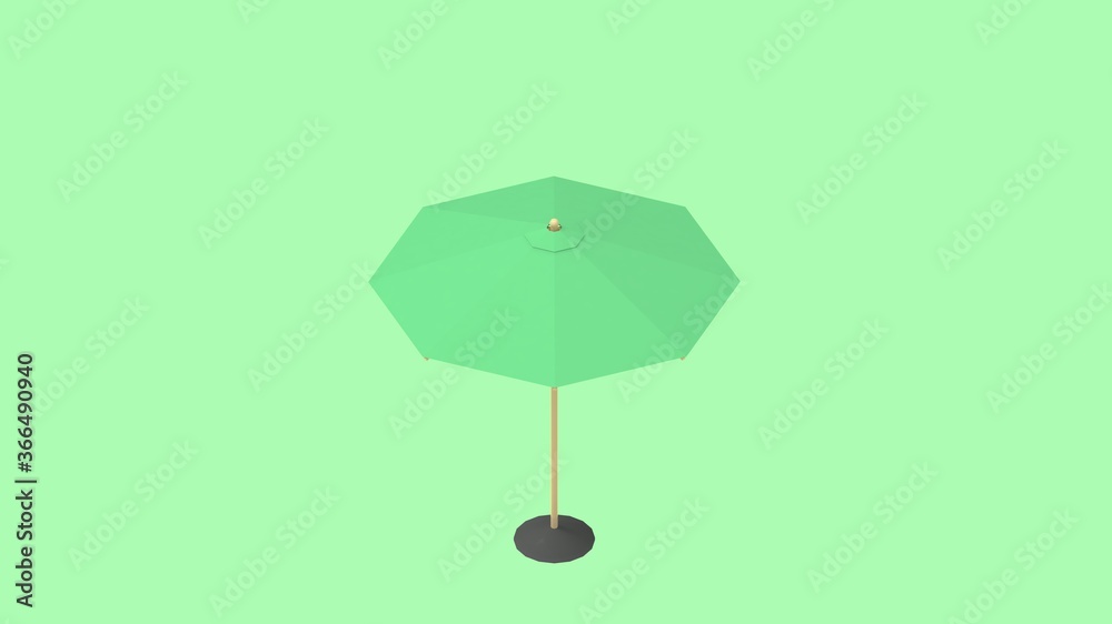 3D rendering of a parasol umbrella summer sun protection rain isolated
