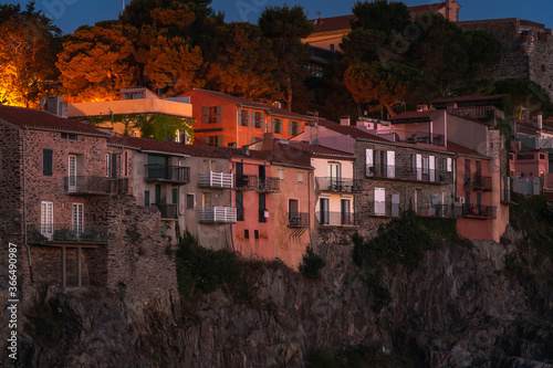 view of Collioure at night
