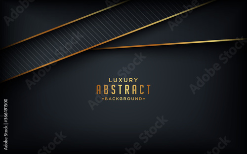  Luxurious black background with golden lines element 3D style. Graphic design element. Elegant decoration. photo