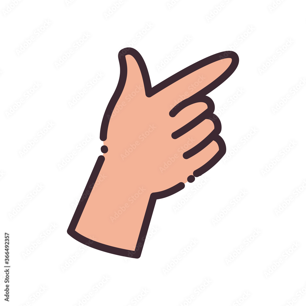 gun gesture with hand line and fill style icon vector design gun gesture with hand line and fill style icon vector design