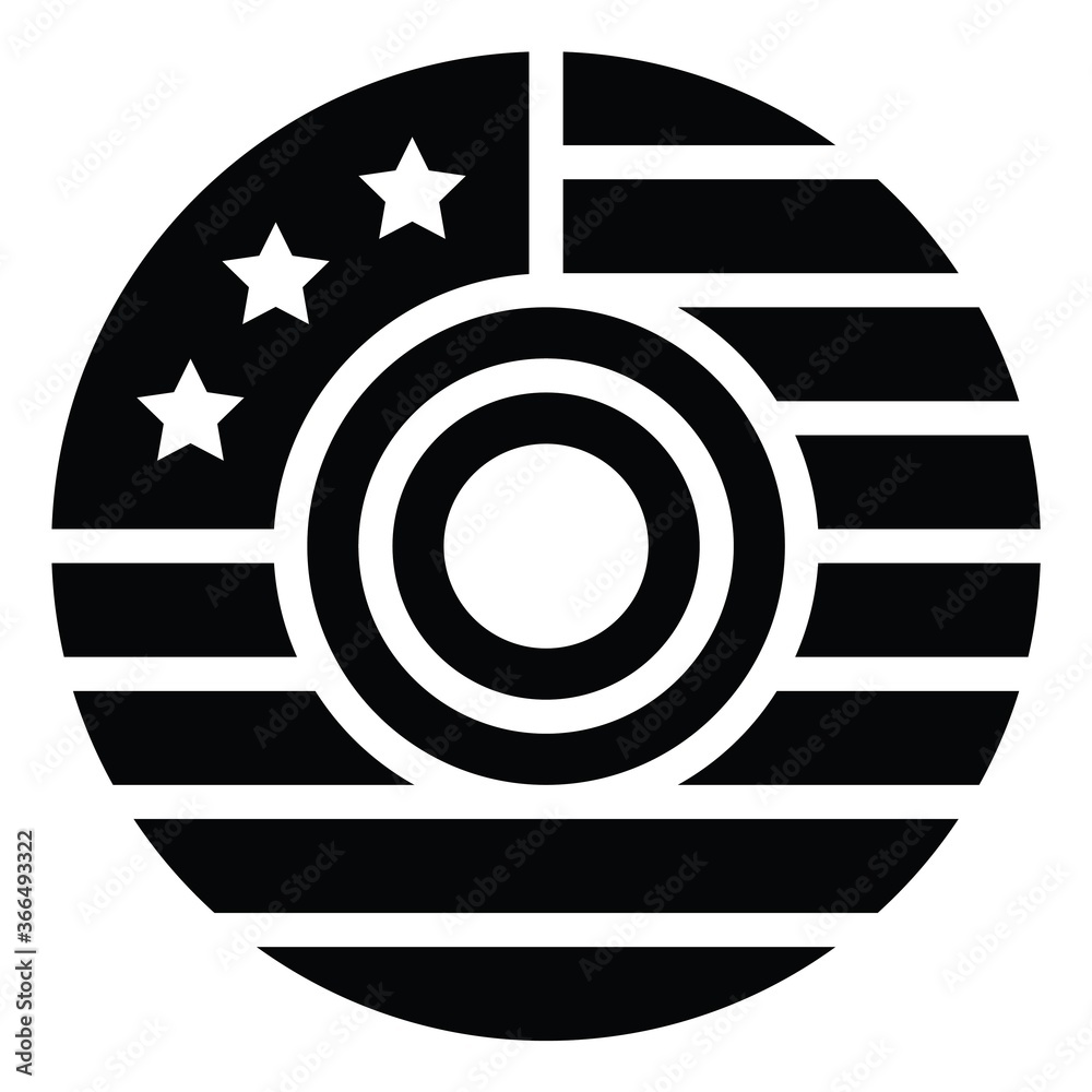 Fototapeta premium Disc with usa flag pattern, United state independence day related icon