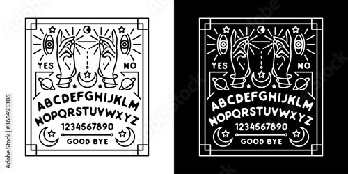 Ouija Board, Ouija Monoline, Ouija Game Vector Illustration