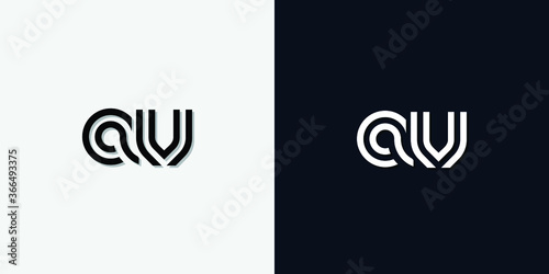 Modern Abstract Initial letter AV logo. This icon incorporate with two abstract typeface in the creative way.It will be suitable for which company or brand name start those initial. photo
