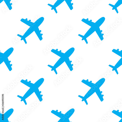 Seamless pattern with blue airplanes