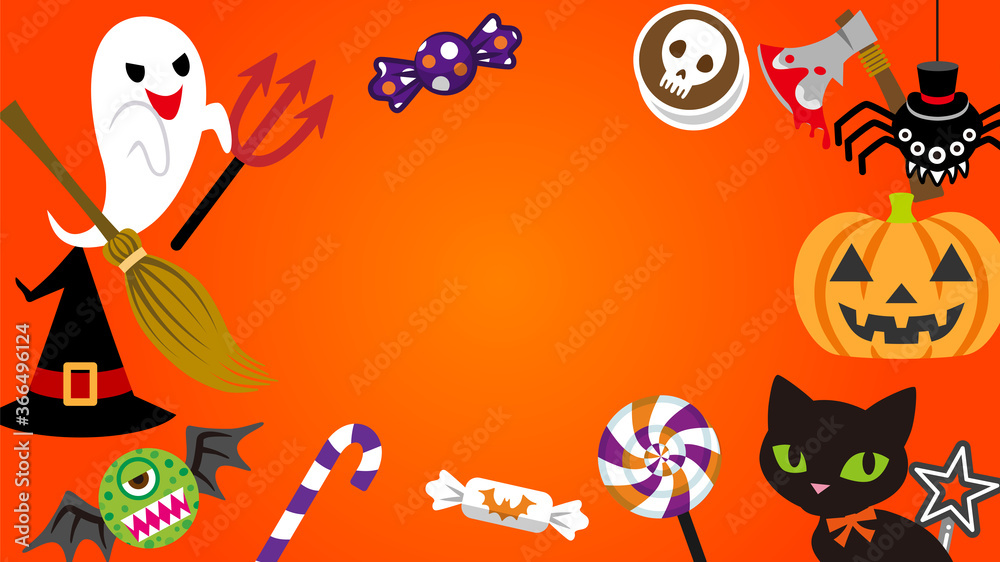 Halloween monster and candy, copy space Halloween monster and candy, copy space