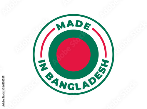 "Made in Bangladesh" vector icon. Illustration with transparency, which can be filled with white, or used against any background. Country flag encircled with text and lines.