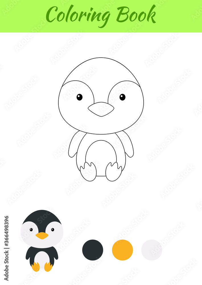 Coloring page little sitting baby penguin. Coloring book for kids ...