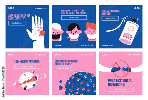 Health pandemic disease medical rules prevention social media post collection template