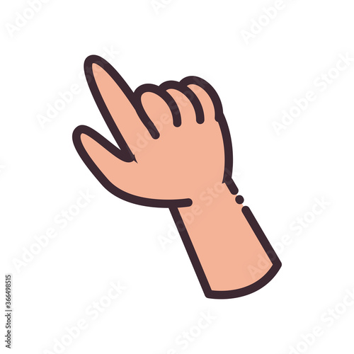pointing gesture with hand line and fill style icon vector design
