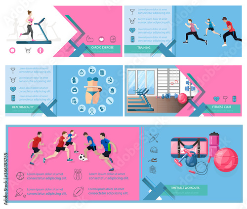 Digital Vector sports banner templates. Info graphic presentation icons desig...