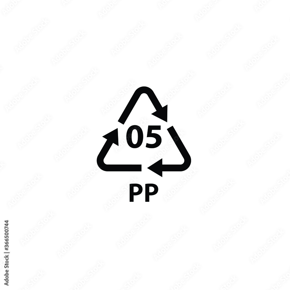 Plastic recycling symbol PP 5 , Plastic code , vector illustration ...