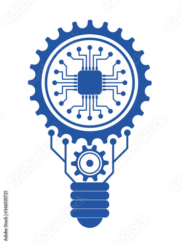 Vector gears modern mechanism industrial concept. The concept of combining units of precision mechanics with electronics. 