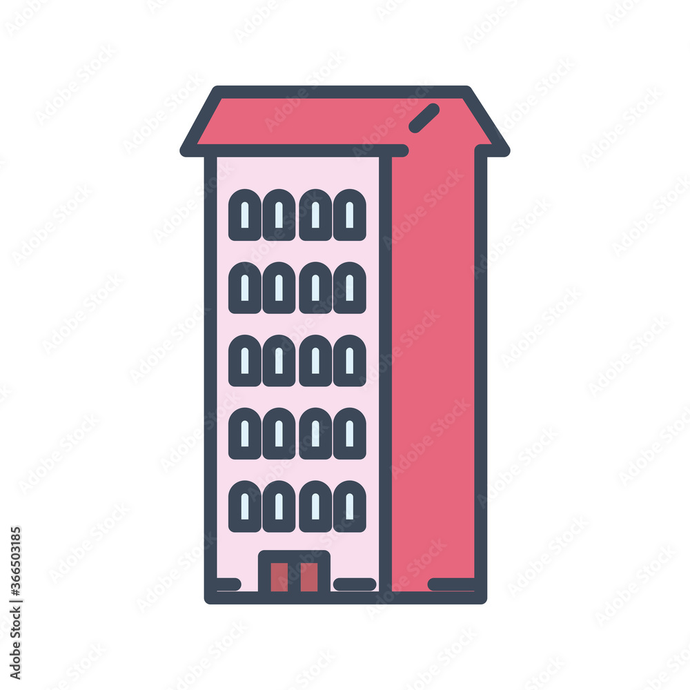 city building with windows line and fill style icon vector design city building with windows line and fill style icon vector design
