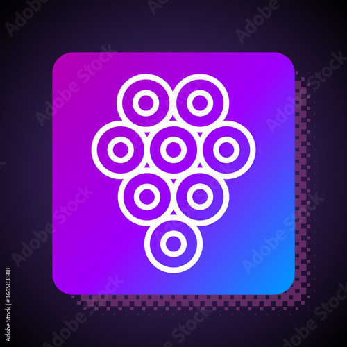 White line Caviar icon isolated on black background. Square color button. Vector..