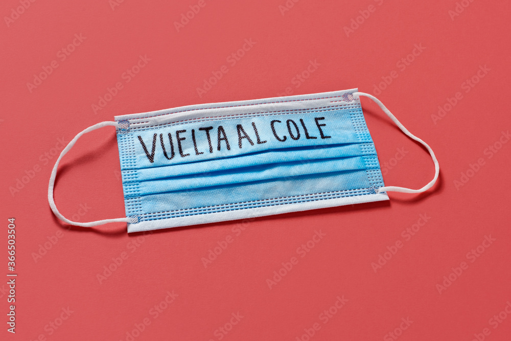 surgical mask and text back to school in spanish surgical mask and text back to school in spanish