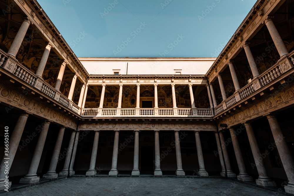 External view of the columns of Bo palace in Padua Italy